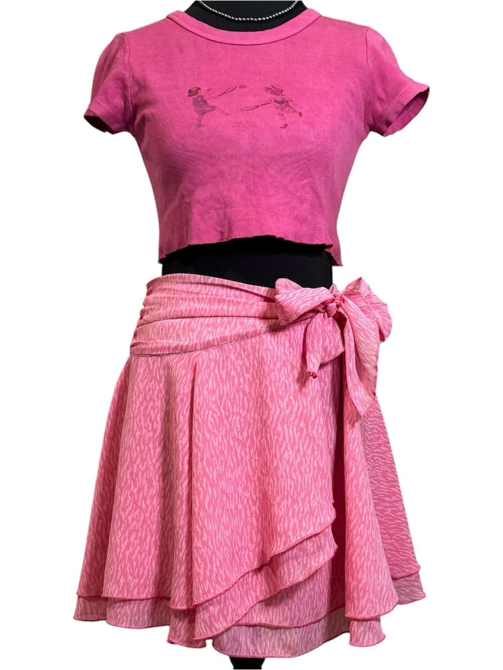 Aerie Small diva y2k zebra print pink wrap skirt